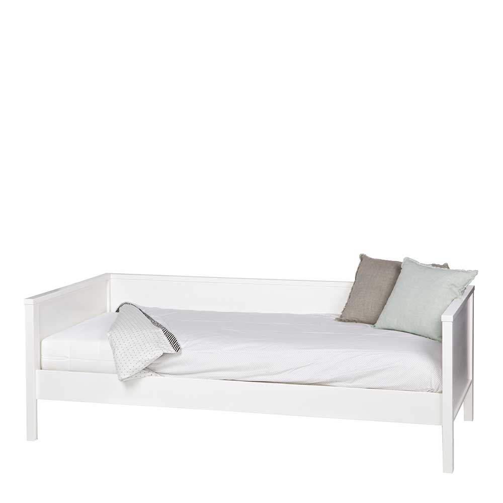 Modernes weißes Schlafsofa aus Kiefer mit integriertem Gästebett und Stauraum – Blowering