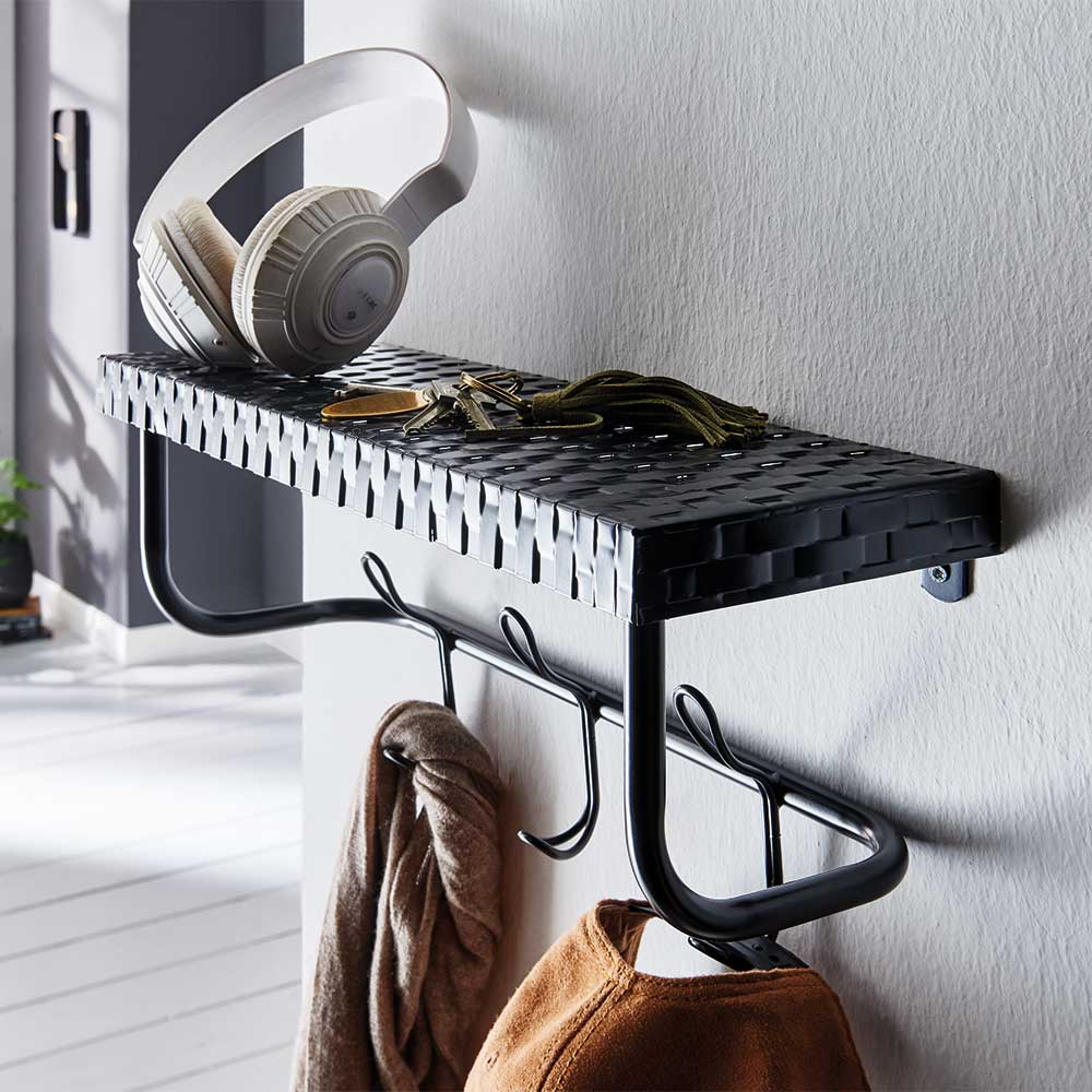 Design Wandgarderobe aus Metall in Schwarz - National