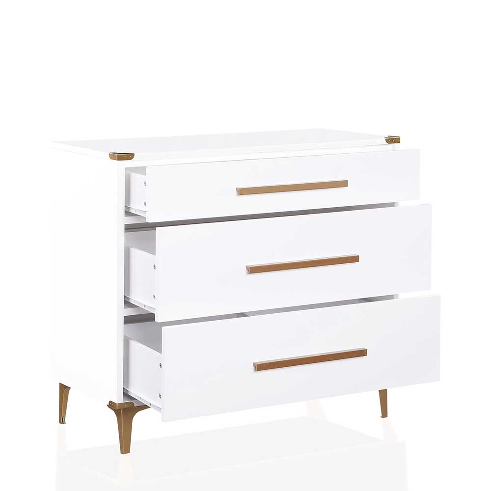 91x81x46 cm Kommode in Weiß und Messing - Onan