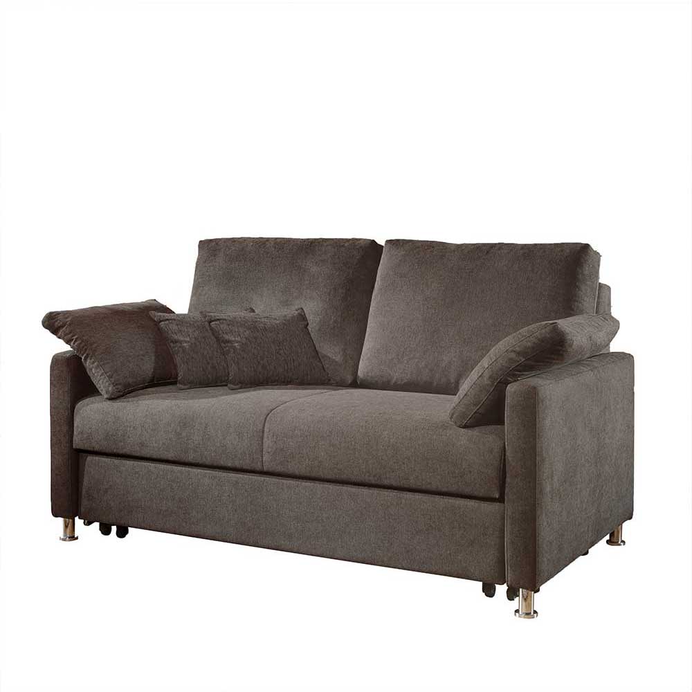 Klappsofa in Dunkelbraun Stoffbezug - Jovena