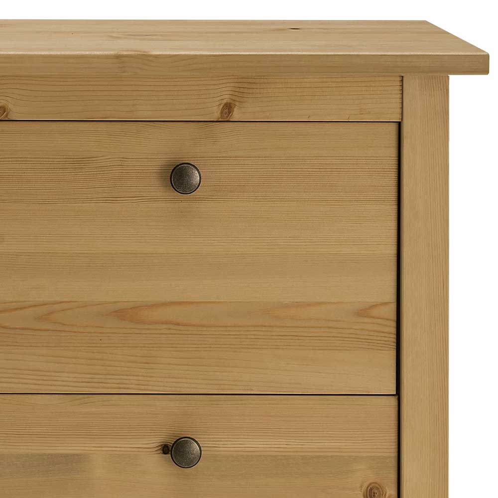 Kleine Kommode aus Kiefernholz mit zwei Schubladen und runden Griffen – Precio