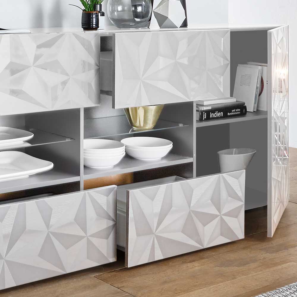 241 cm breites Sideboard in Weiß HG - Vovasoma