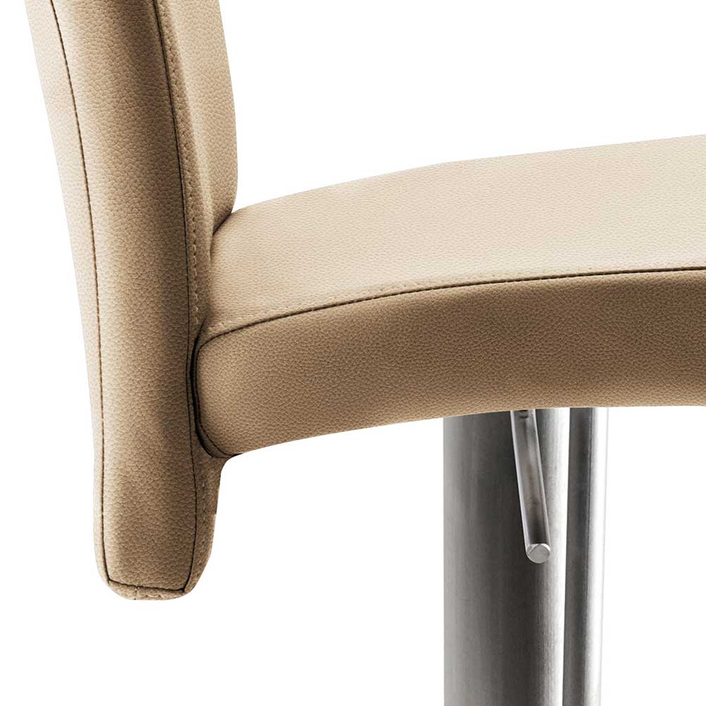 Tresenstuhl gepolstert in Beige Microfaser - Stalinos