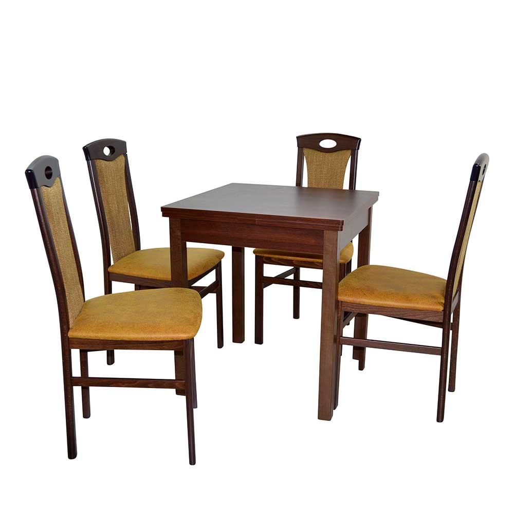 Esstisch Sitzgruppe in Nussbaum & Ocker - Carmian (fünfteilig)