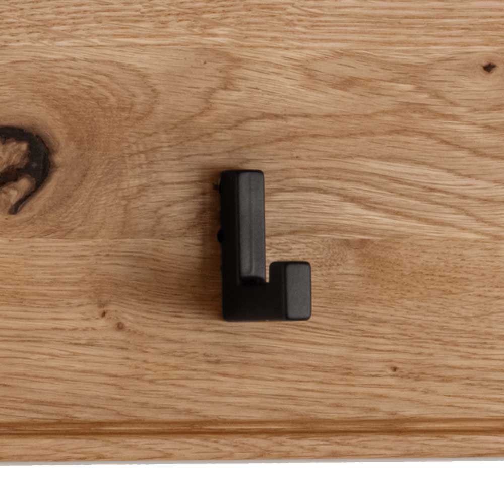 Wandgarderobe aus Asteiche Massivholz und Metall - Zonga