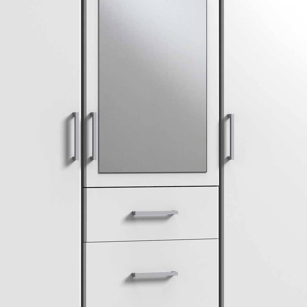 Weißer Schlafzimmer Kleiderschrank mit Spiegel - Cador