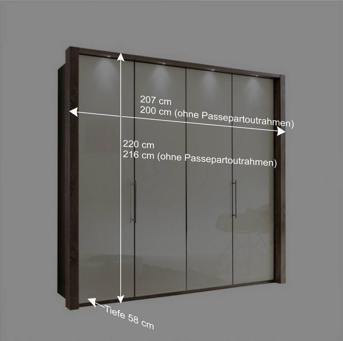Falttüren Schlafzimmerschrank Cleoto in Creme Weiß