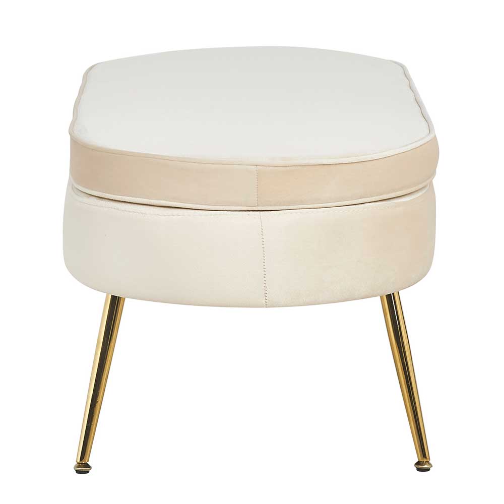 Eleganter Retro Style Hocker in Beige & Gold - Lugano