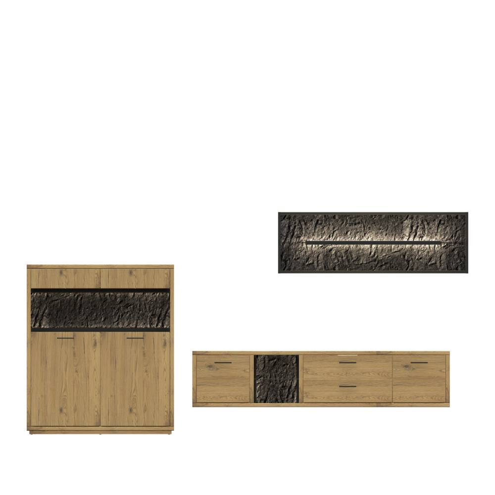 Design-TV-Anbauwand Set - Friburgo (dreiteilig)