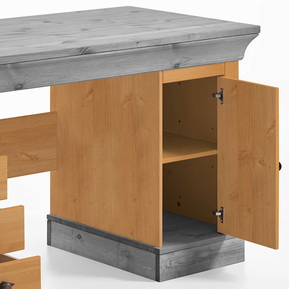 144x66 Landhaus Holz-Schreibtisch zweifarbig - Eshelas