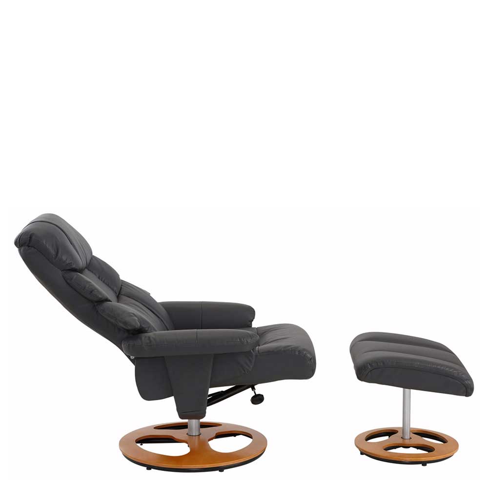 Wohnzimmer Relaxsessel aus Leder in Grau - Racana (zweiteilig)