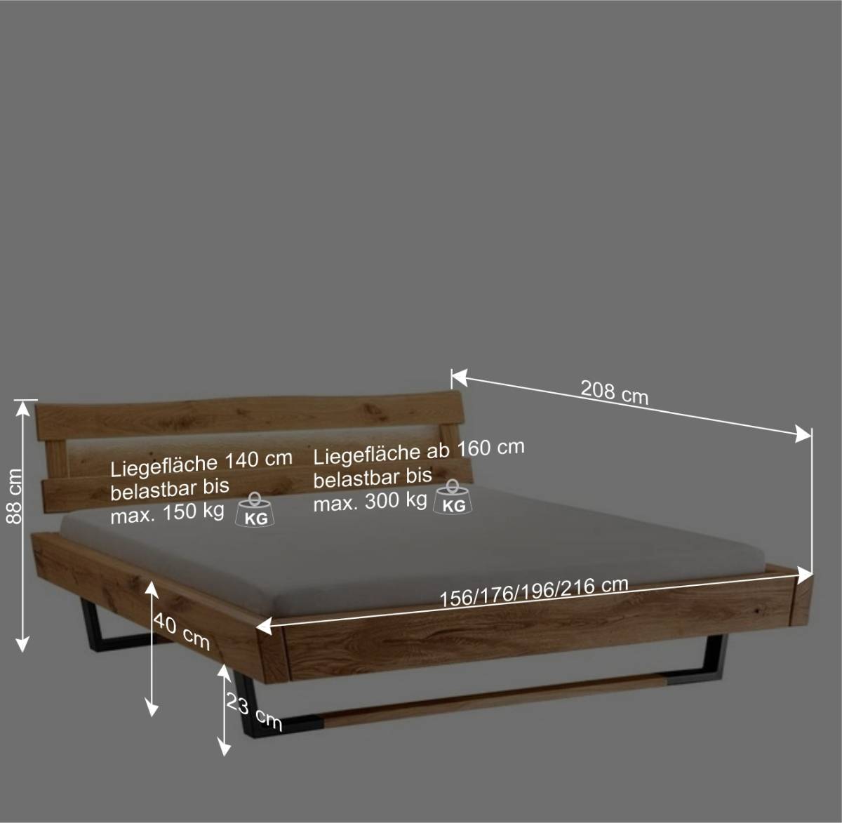 Designer Balkenbett mit LED Beleuchtung - Syrecs