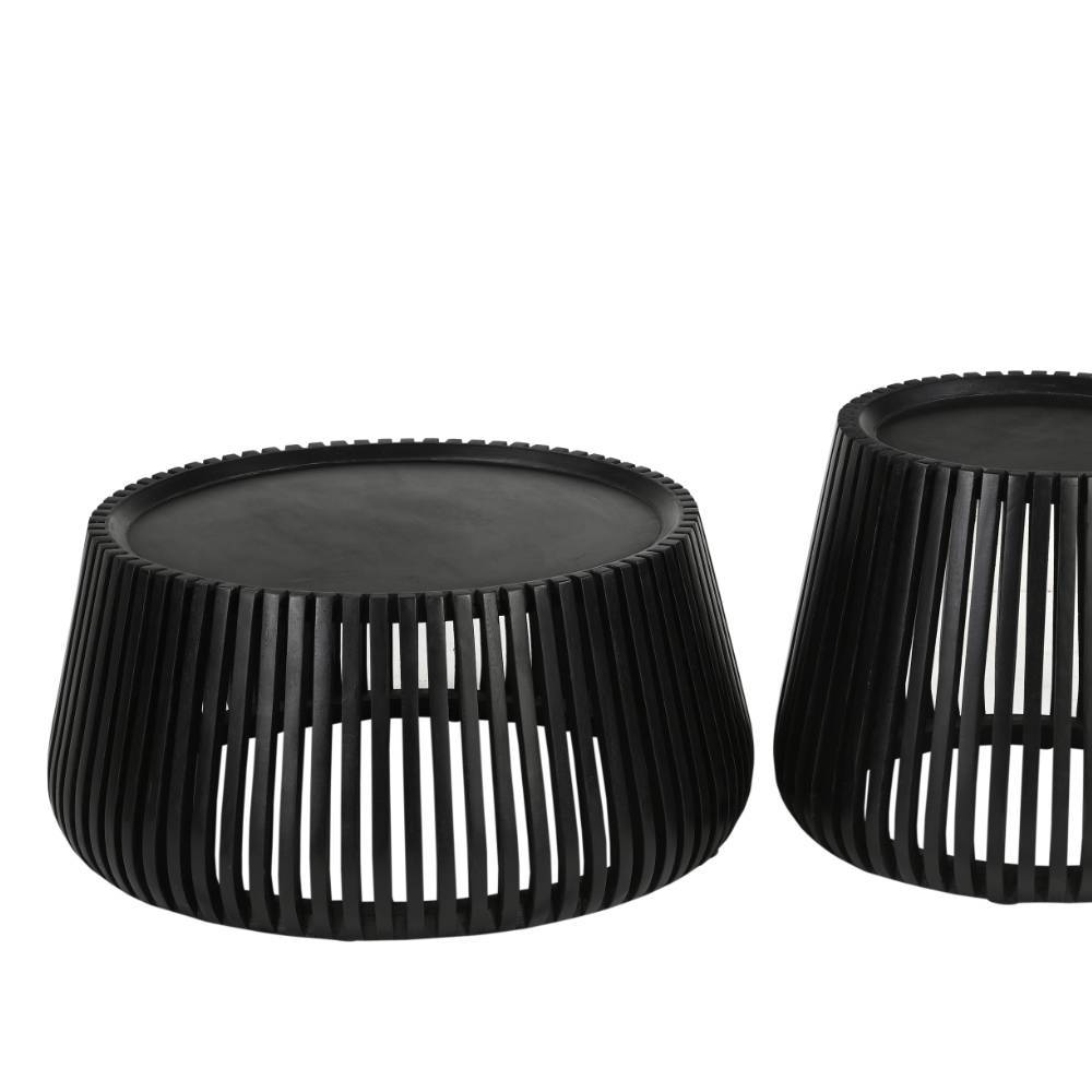Trommeldesign Couchtisch in Schwarz - Oglio