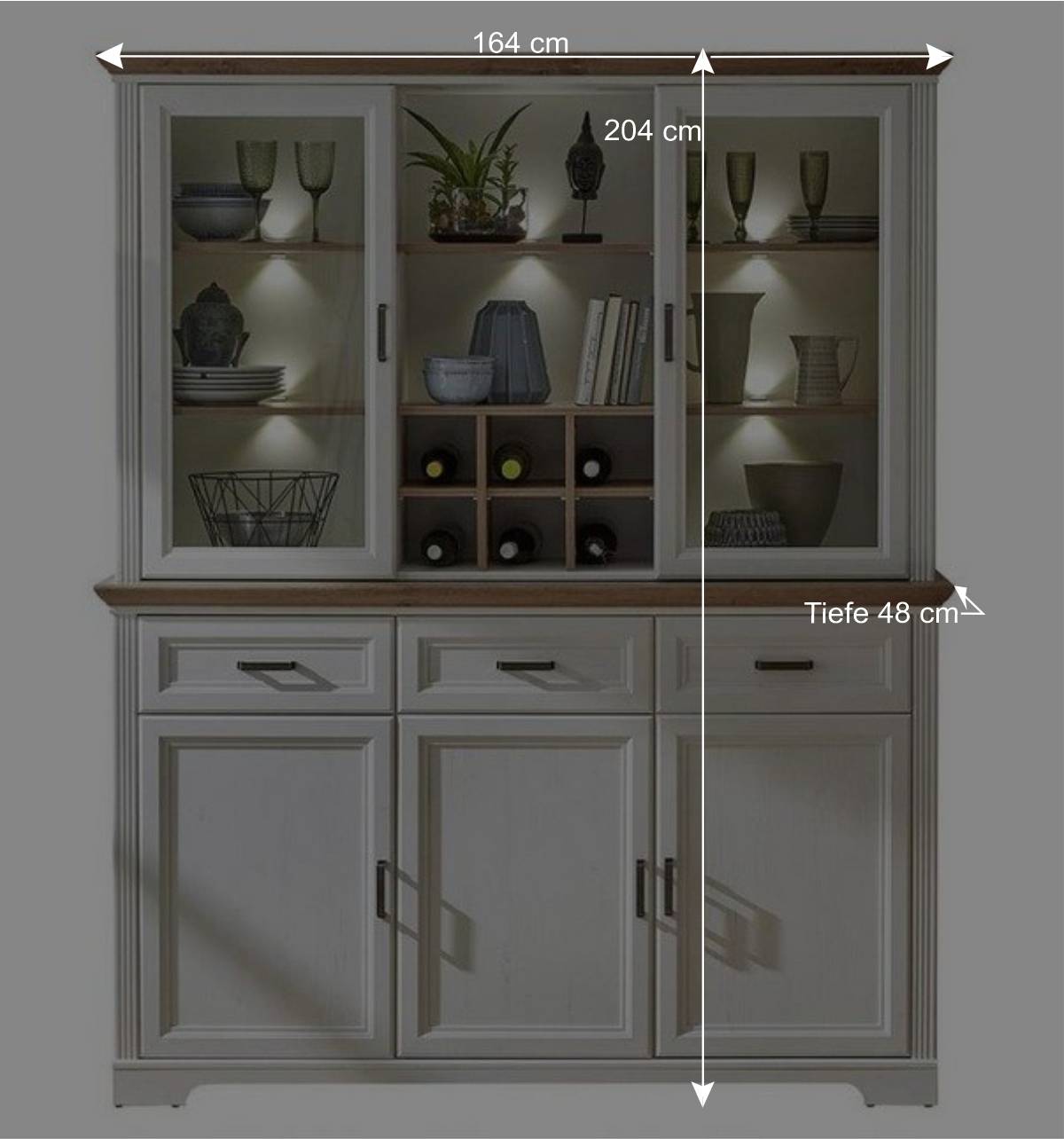 Landhaus Buffetschrank mit Beleuchtung - Sinolita