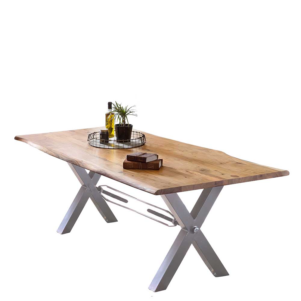 Tisch mit Holzplatte mit natürlicher Kante - Andy