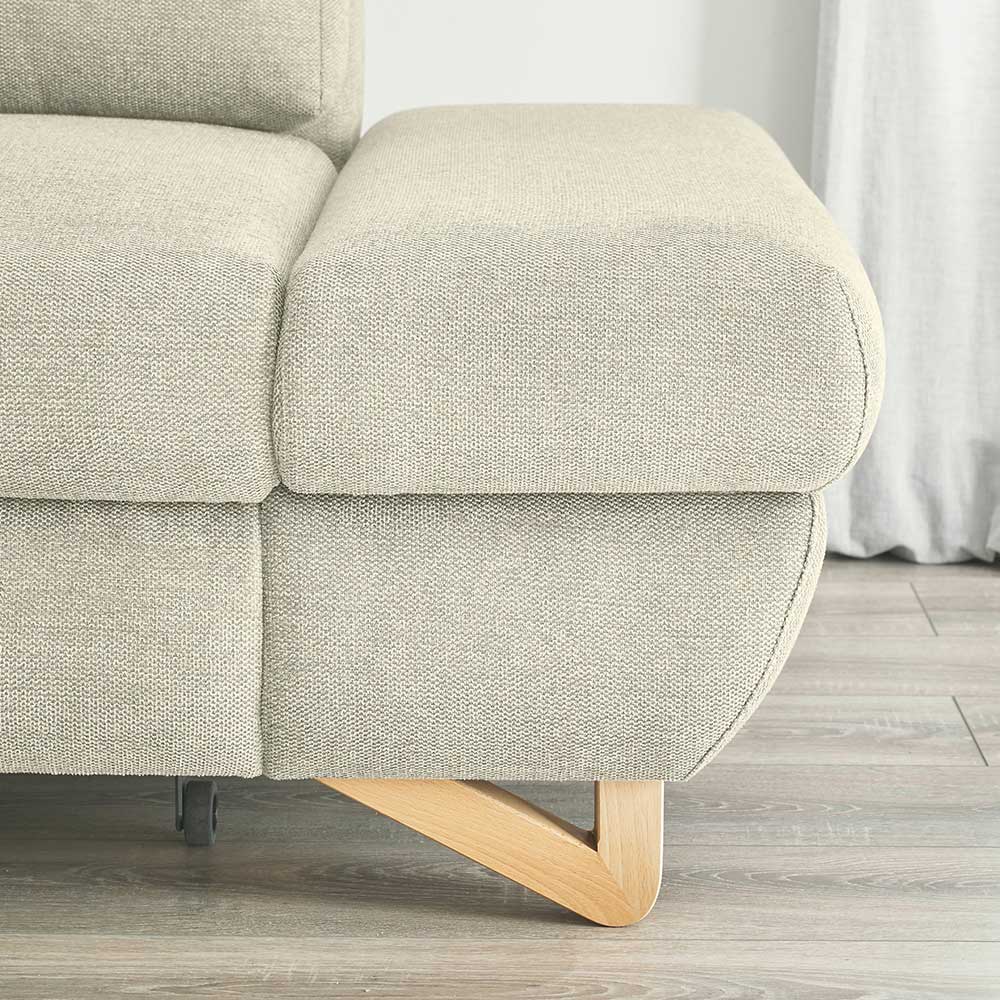 Strukturstoff Ecksofa in Beige - Baonga