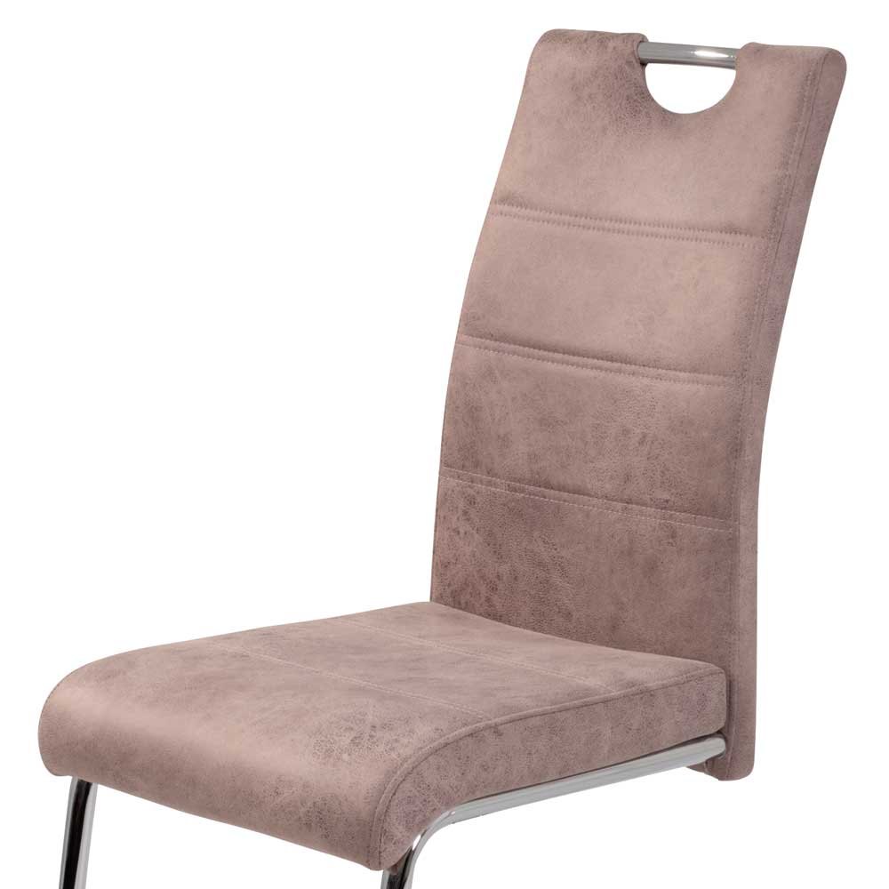 Freischwingerstühle Curres in Beige Vintage Microfaser (4er Set)