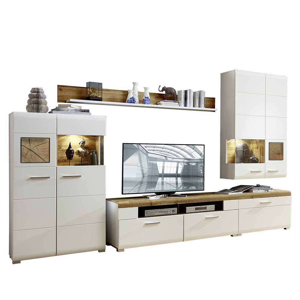 Wohnzimmer Schrankwand Lisepio mit Beleuchtung (fünfteilig)