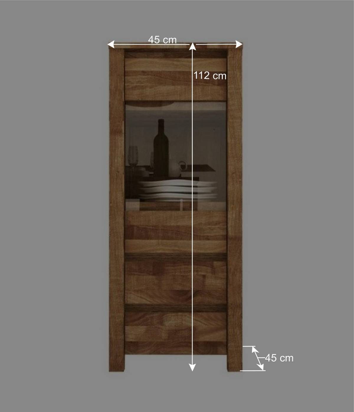 Stauraumvitrine Nadalia aus Wildeiche Massivholz