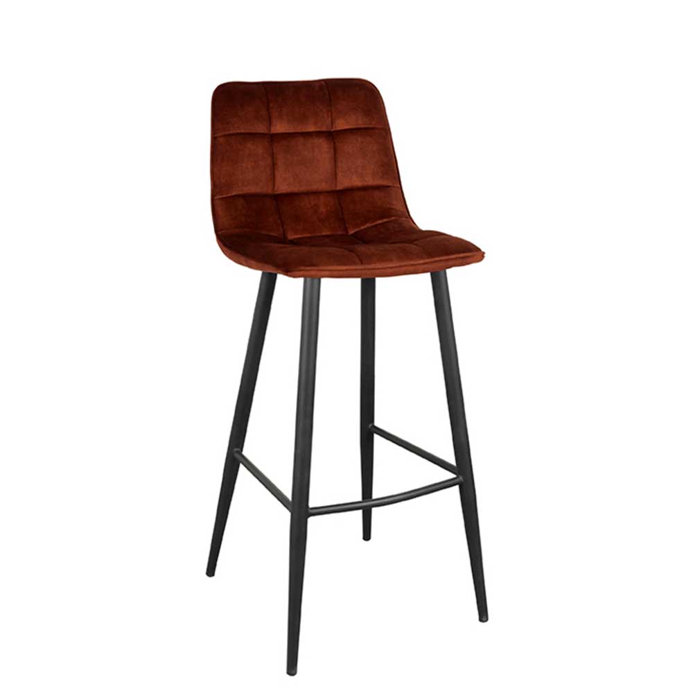 Velours Barstühle mit 78 cm Sitzhöhe - Geromes (2er Set)