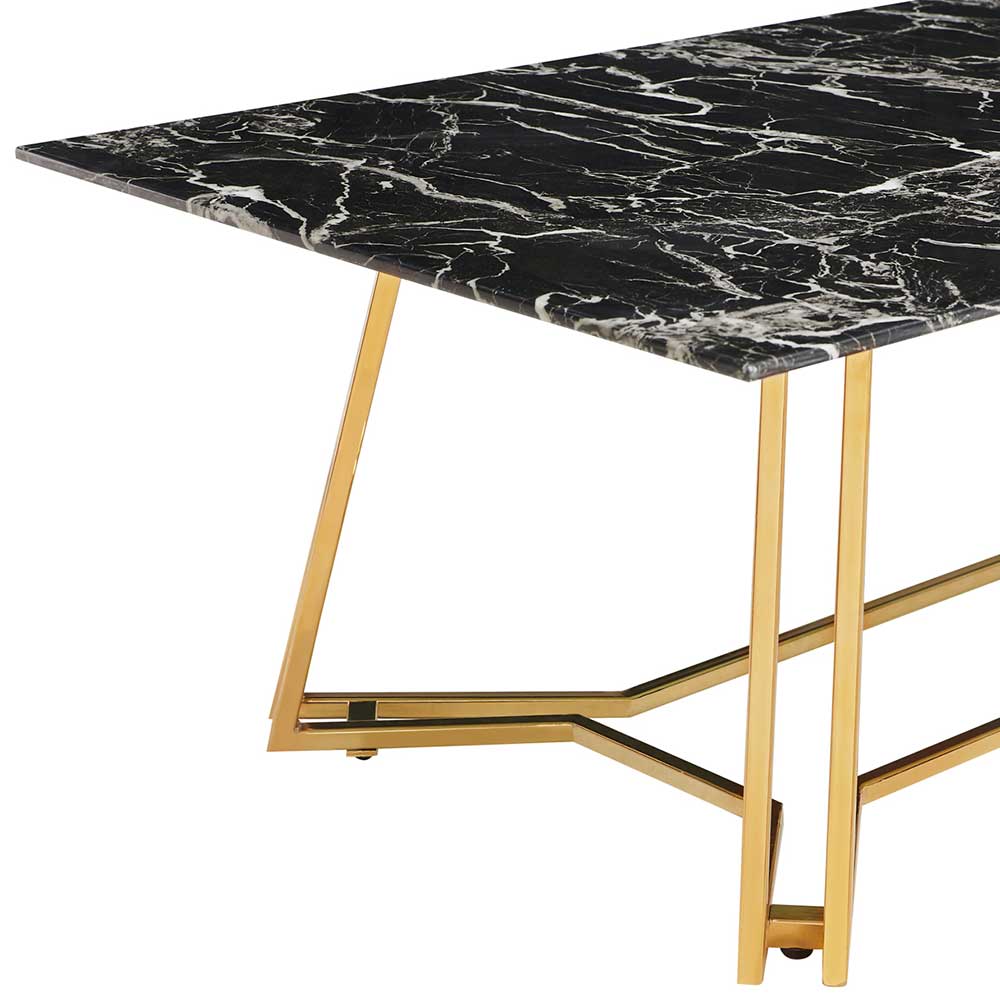 Glas Couchtisch in Schwarz Grau Marmor Optik - Goyan