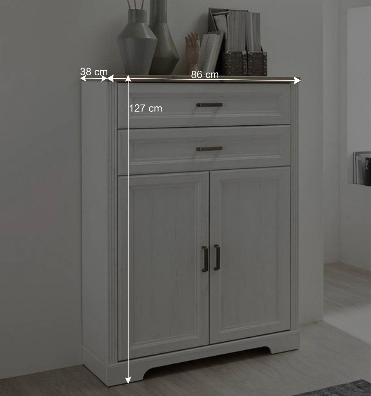 86x127x38 Büro Ordnerschrank 2-türig & 2 Schubladen - Mehady