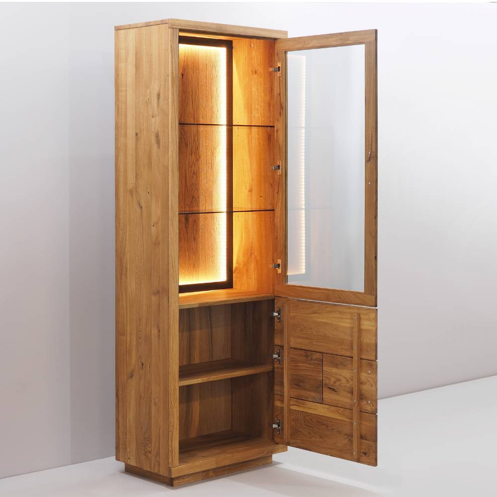 Vitrinenschrank aus Eiche Massivholz - Hugo