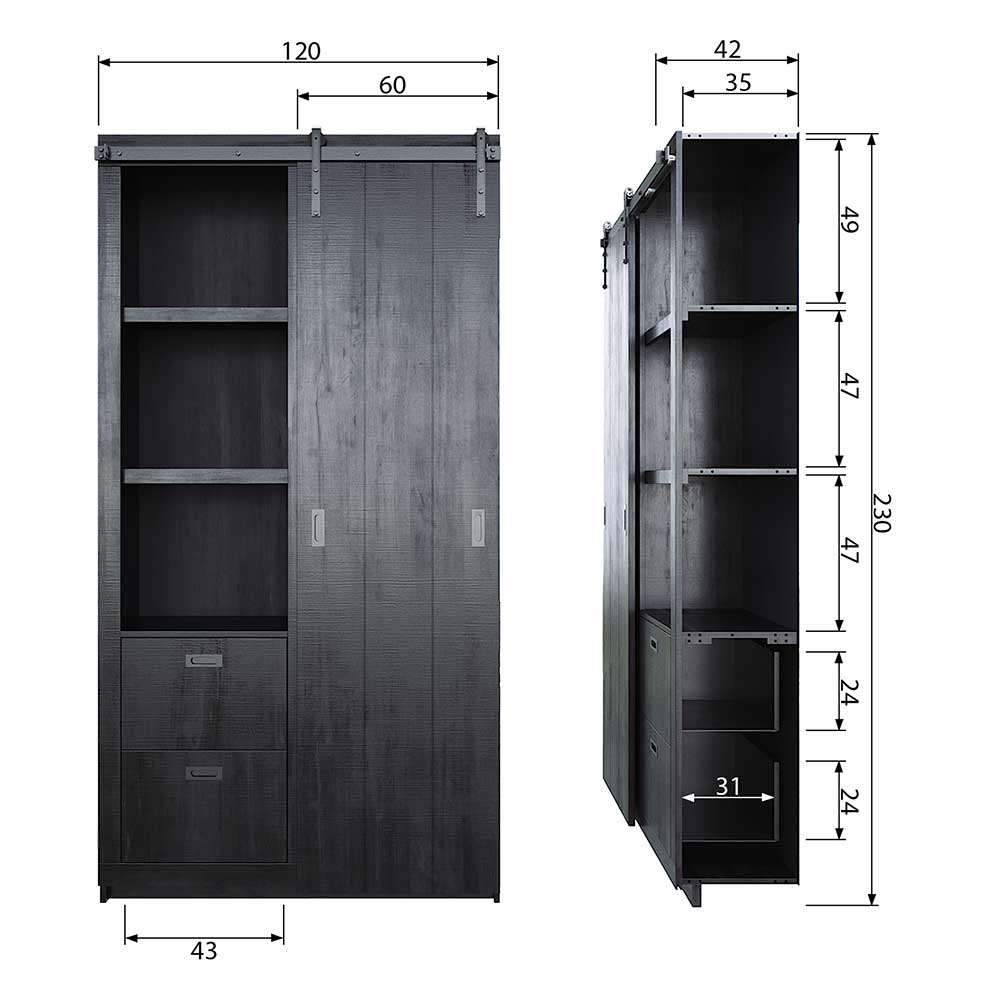 Stauraum Design Schrank mit Schiebetür - Puebla