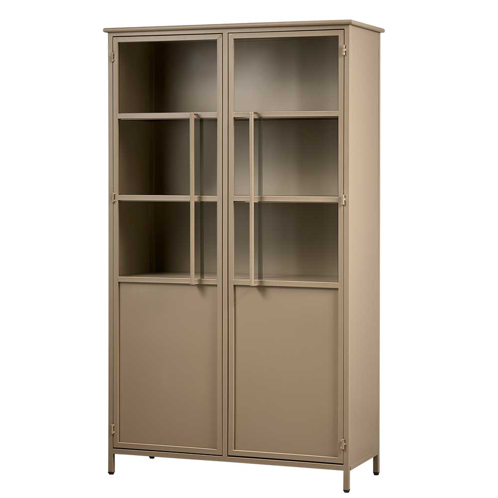 Metall Vitrinenschrank in Khaki - Gabadoza