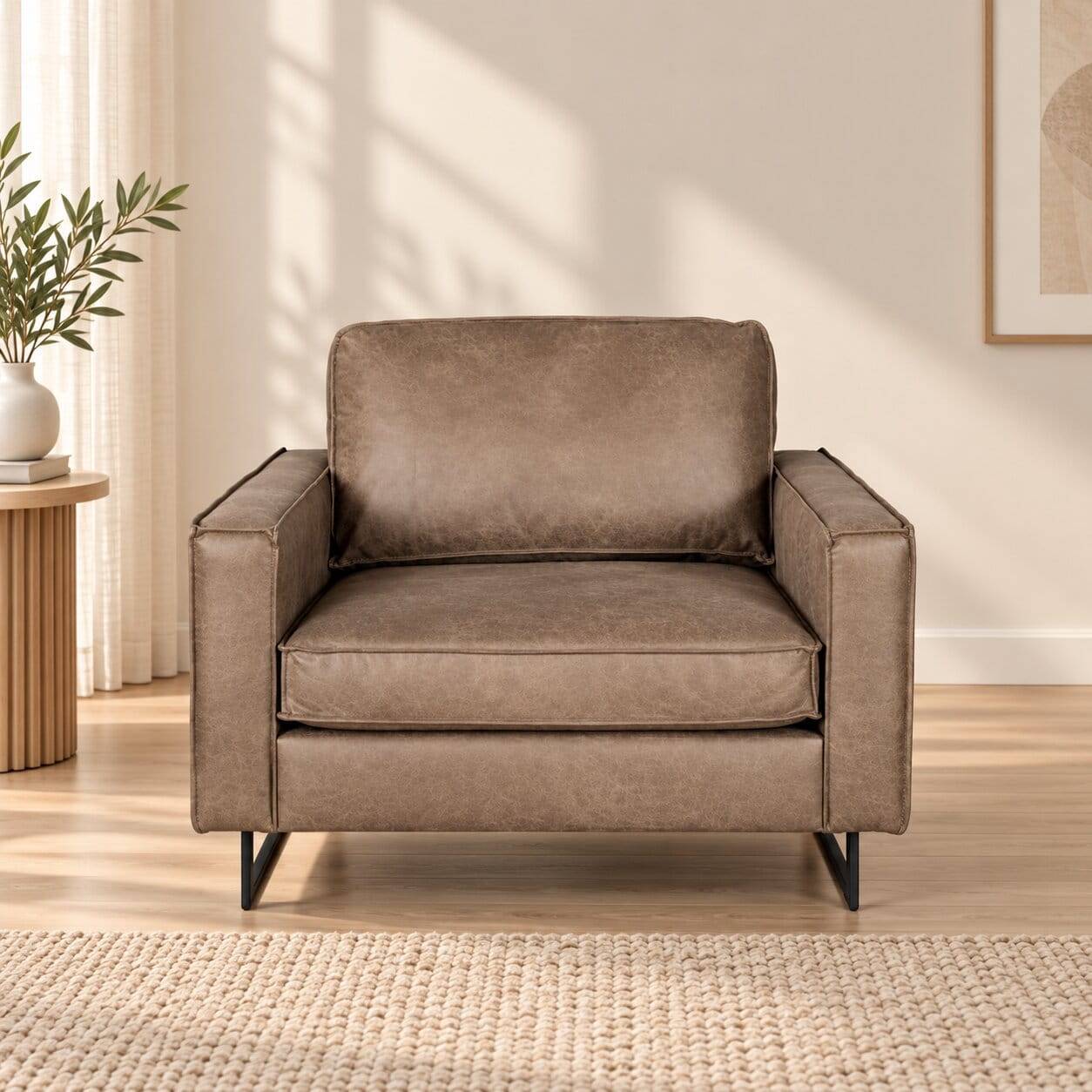 Moderner Microfaser Sessel in Taupe - Xanna