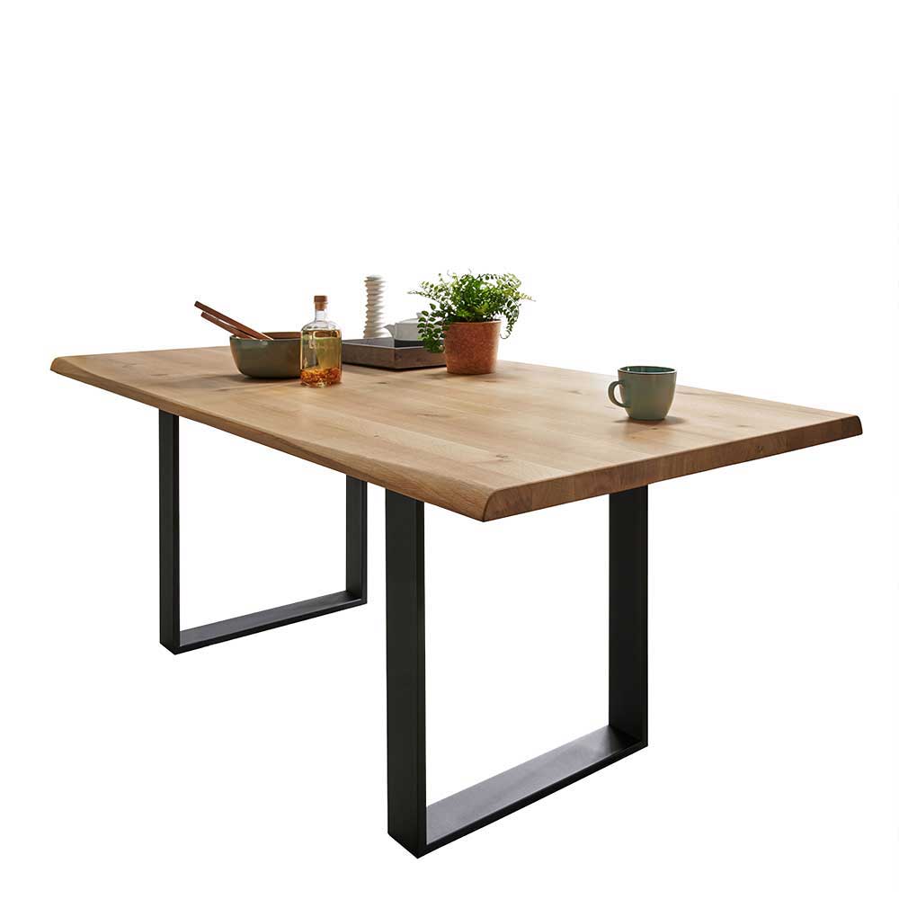 Esszimmer Tisch mit Holzplatte aus Wildeiche - Rouven