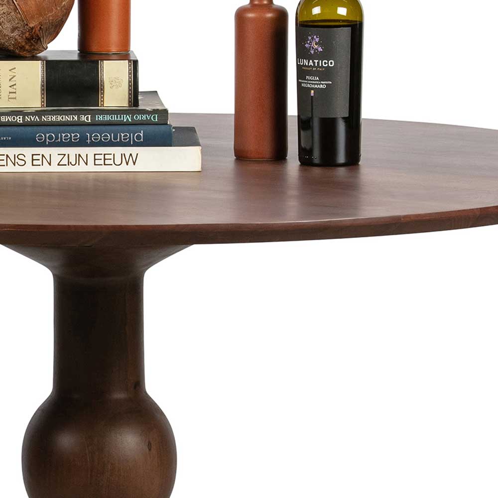 Runder Vintage Holztisch mit Säulenfuß - Estetica