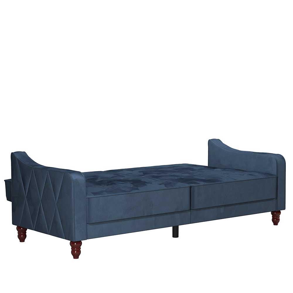 Retro Schlafsofa in Blau und Nussbaum Braun - Ziovarica
