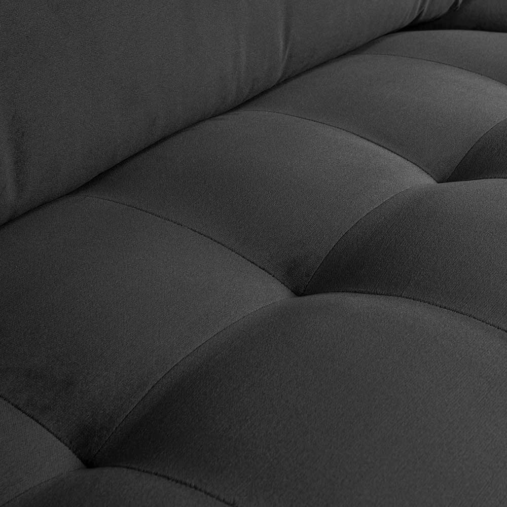 Samt Wohnzimmercouch in Anthrazit mit Schwarz - Ertrego