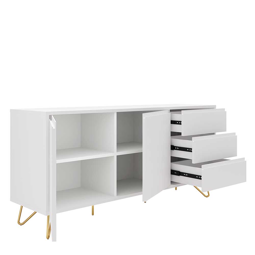 Weißes Sideboard 150cm mit Haarnadel Beinen - Donny