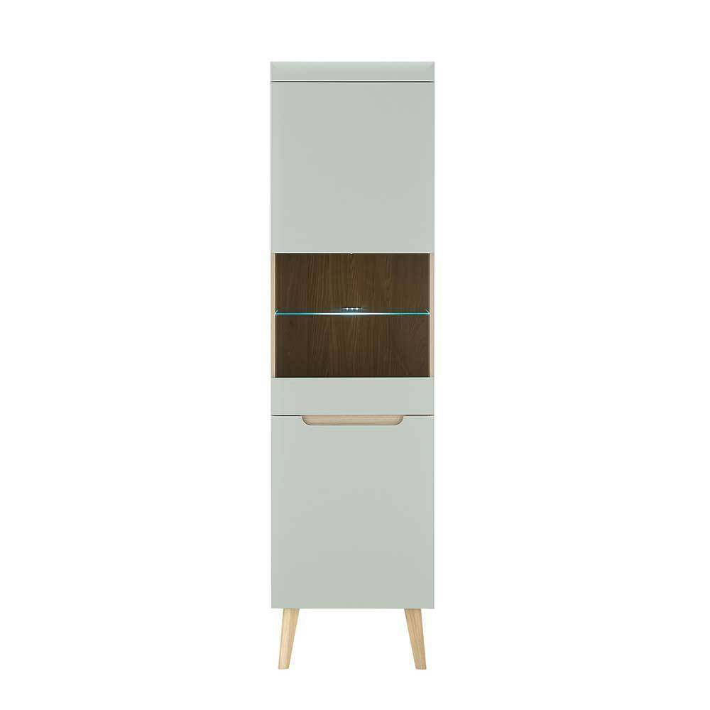 Vitrinenschrank in Mintgrün und Eiche - Armina