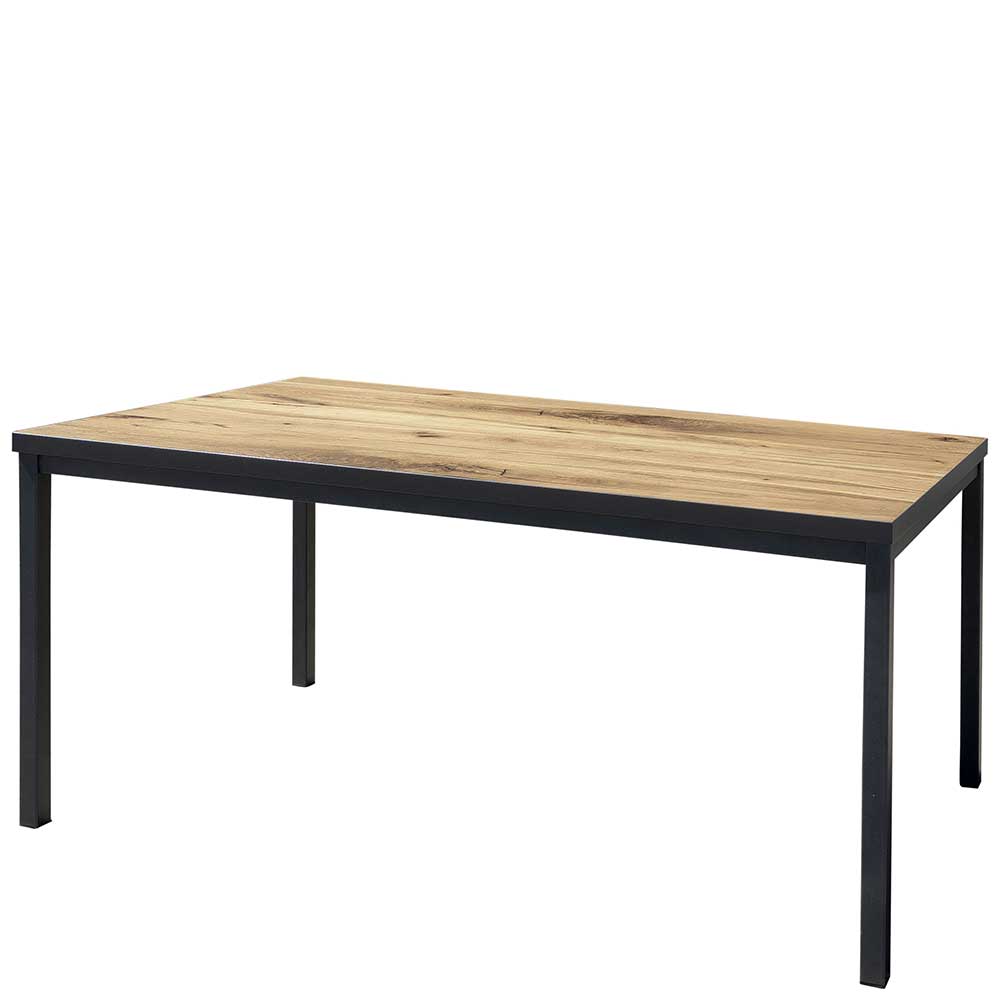 Esszimmer Tisch in Eiche Furnier & Schwarz - Sennya