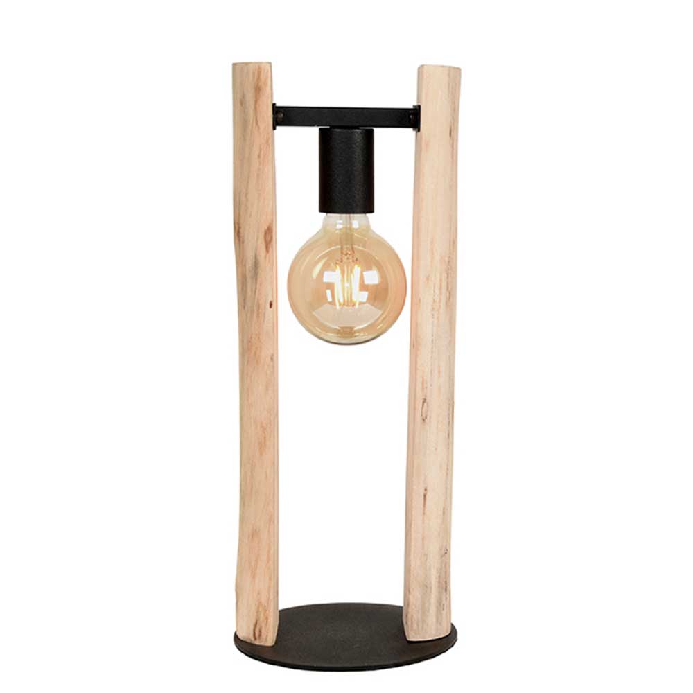 Design Tischleuchte aus Mangobaum Massivholz - Tanky
