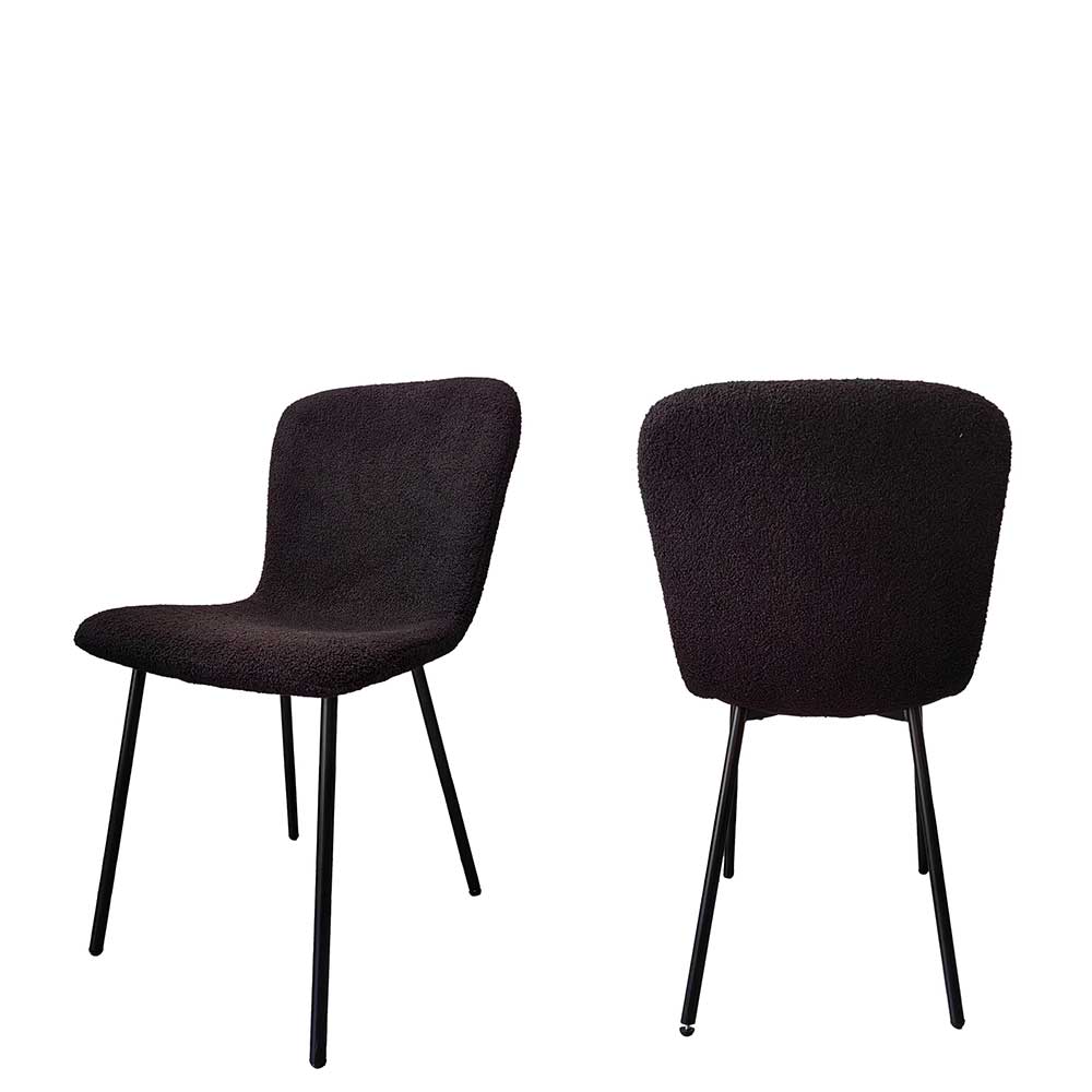 Boucle Schalenstuhl in Schwarz - Vintaco (4er Set)