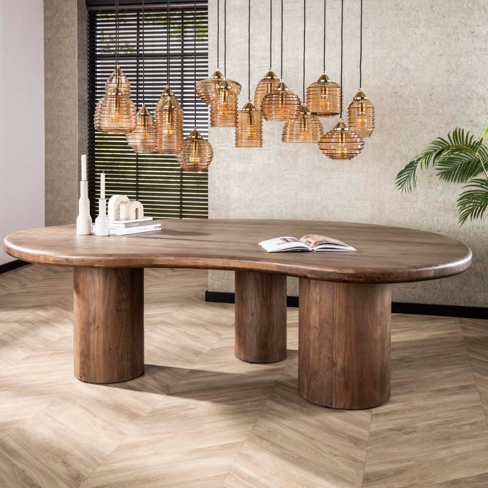 Design-Esstisch aus Akazie Massivholz in Braun - Roman