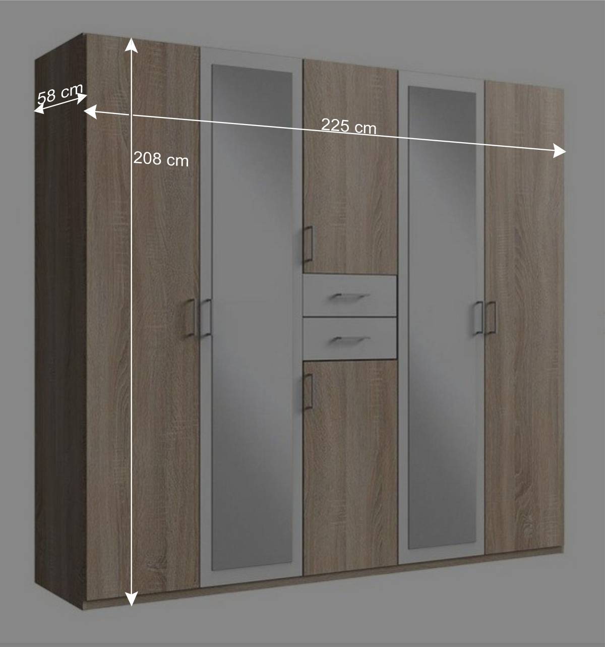 6-türiger Kleiderschrank mit zwei Schubladen - Coint