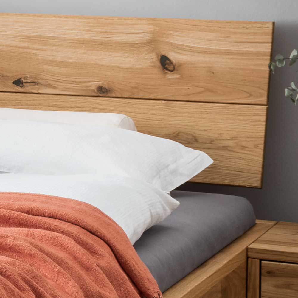 Rustikales Bett Set mit Nachttischen - Yunves (dreiteilig)