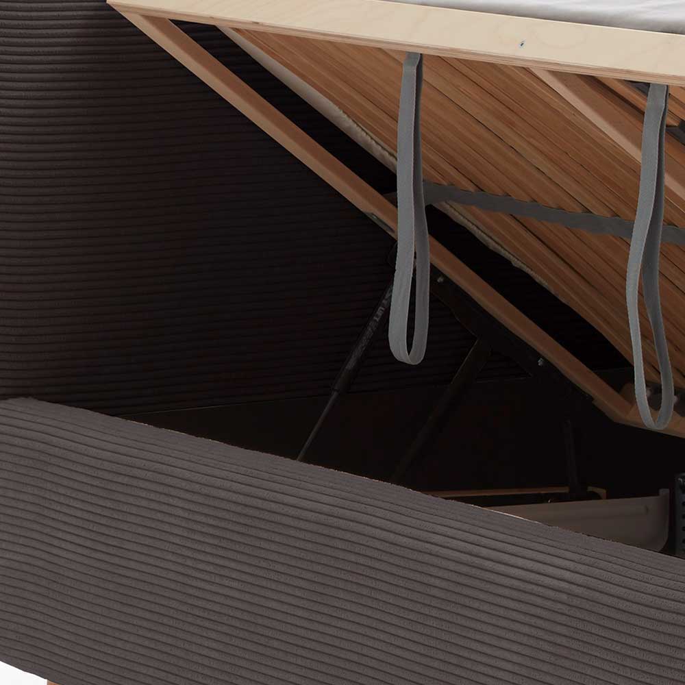 Graues Polsterbett mit Cord Bezug - Danae