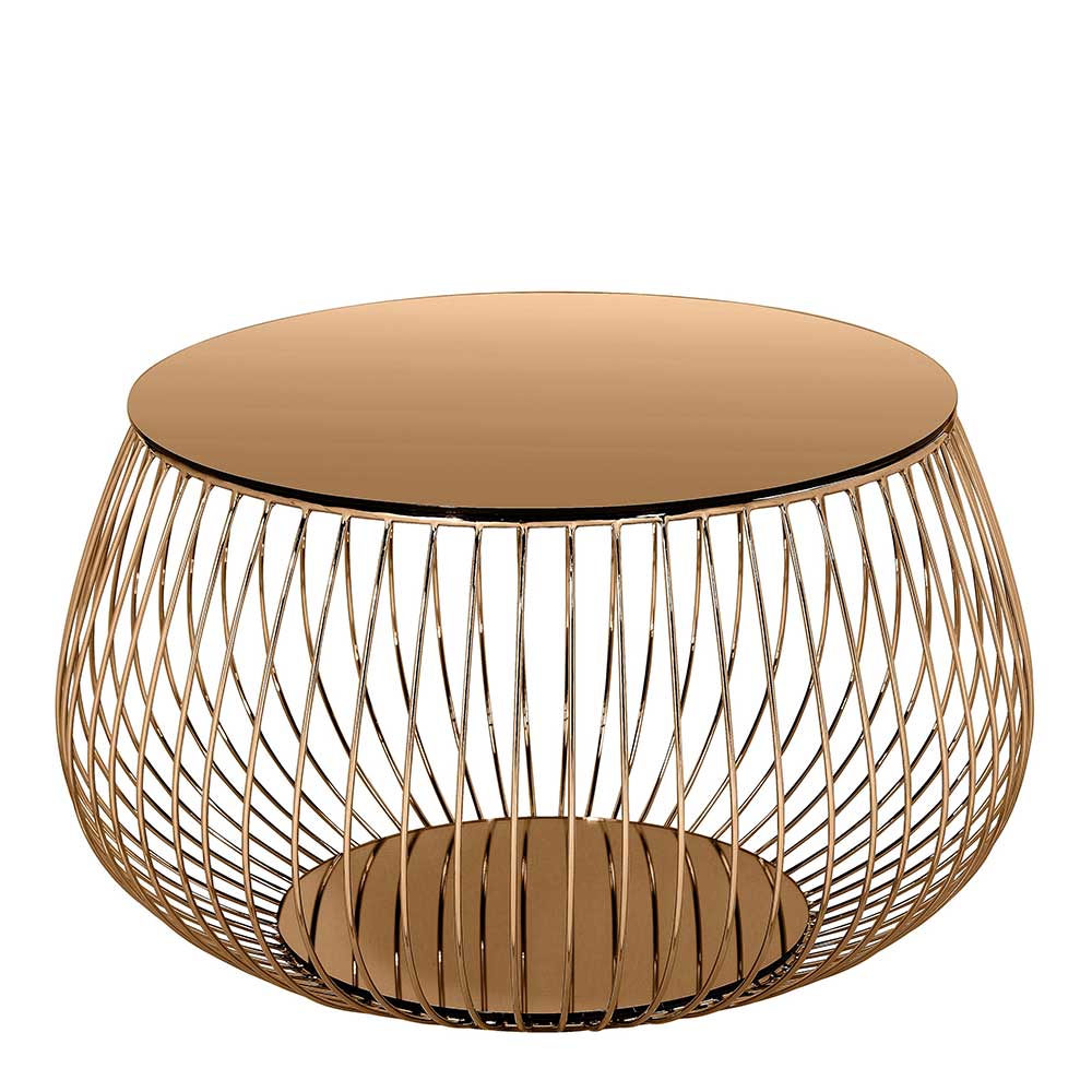 Couchtisch in Rosegold mit Glasplatte - Lelolenilia