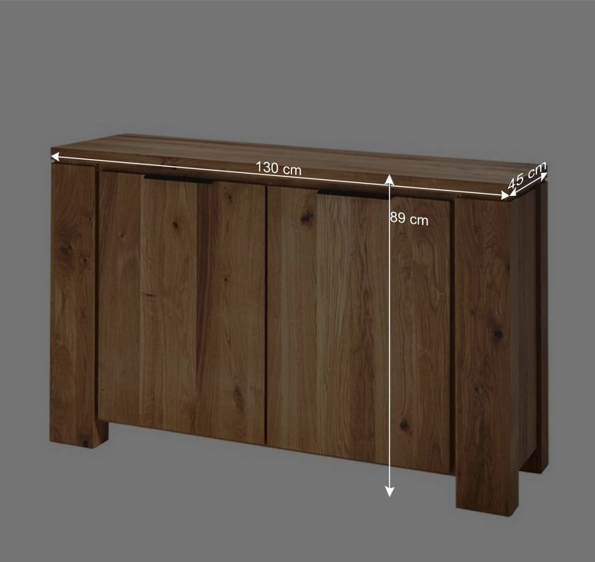 130x8x45 Türen-Kommode aus geölter Wildeiche - Sympatia