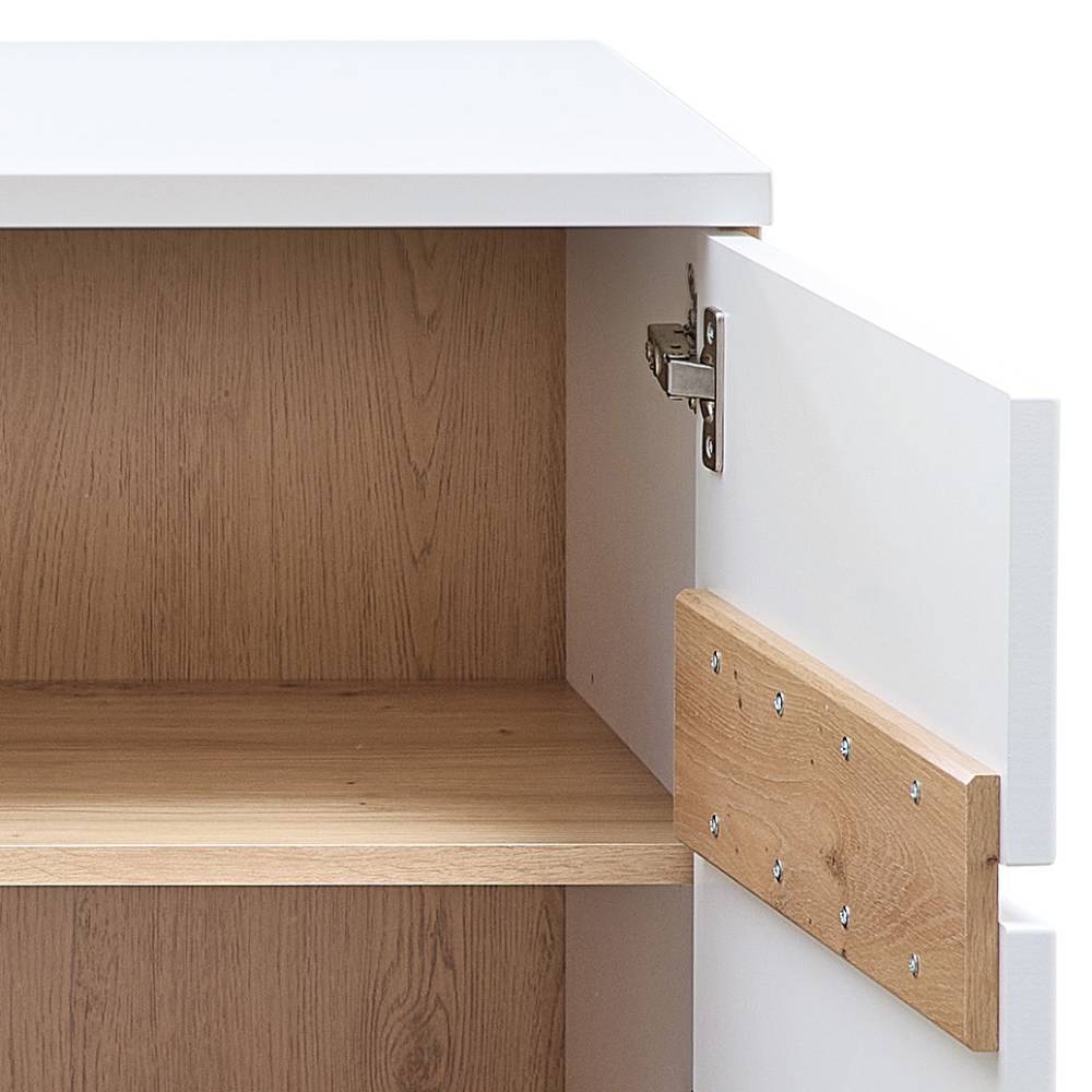 Sideboard in Weiß und Holzoptik Eiche - Anesto