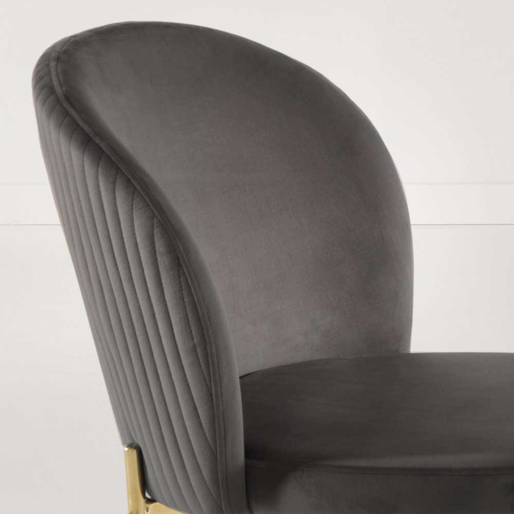 Eleganter Polsterstuhl in Dunkelgrau Samt - Fascina (4er Set)