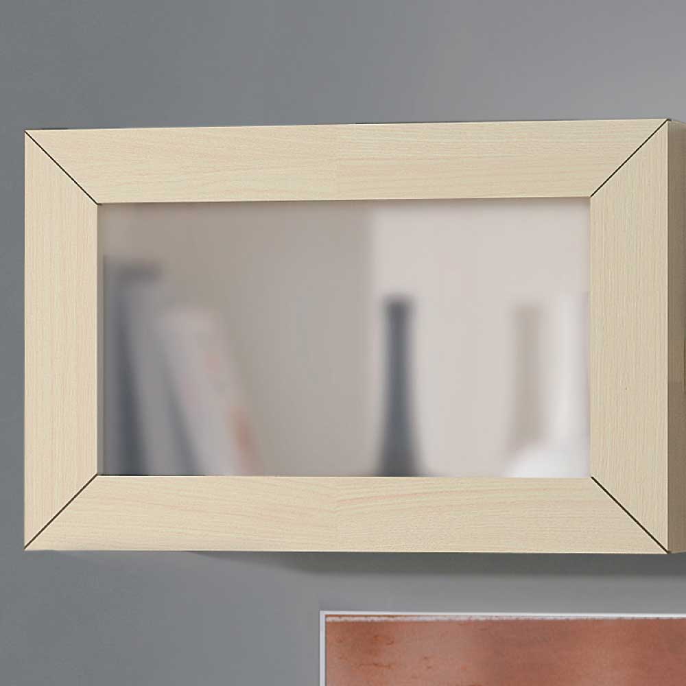 Rechteckige Wandvitrine mit Spiegelfront in heller Holzoptik – Odillava