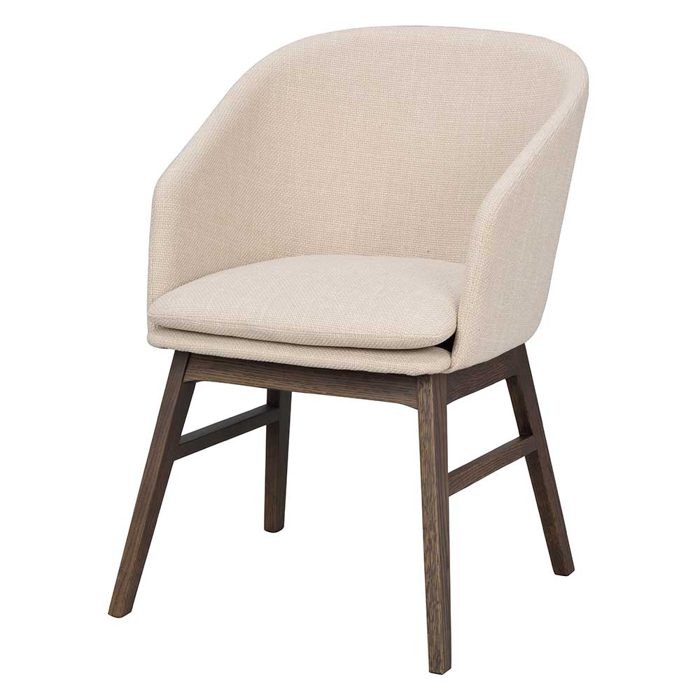 Gerundeter Polsterstuhl in Beige - Relivio (2er Set)