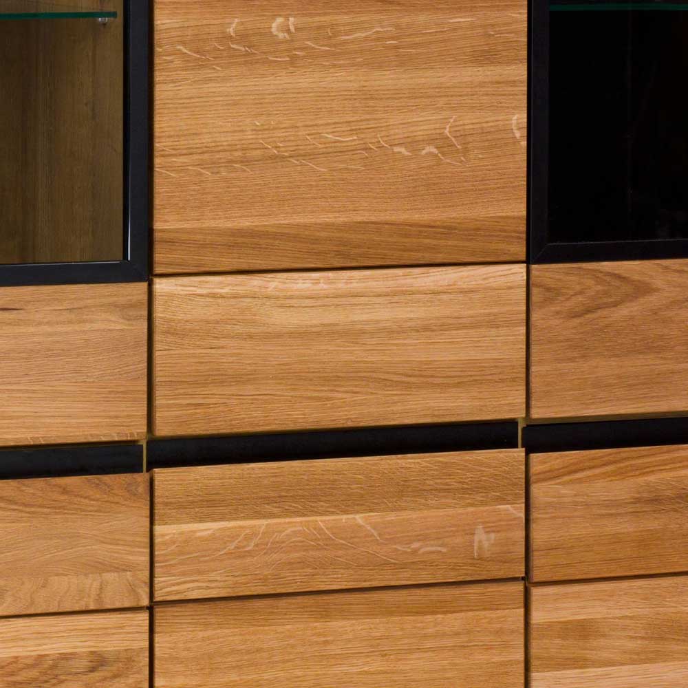 162x148x42 Wohnzimmer Schrank mit Glas Einsätzen - Sennya I